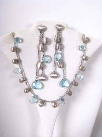 Appraisal: Marco Bicego K white gold aquamarine beaded necklace with matching