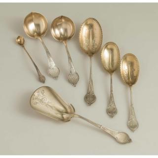 Appraisal: Vanderslice Silver Serving Pieces Comstock Pattern Seven Vanderslice gilt wash