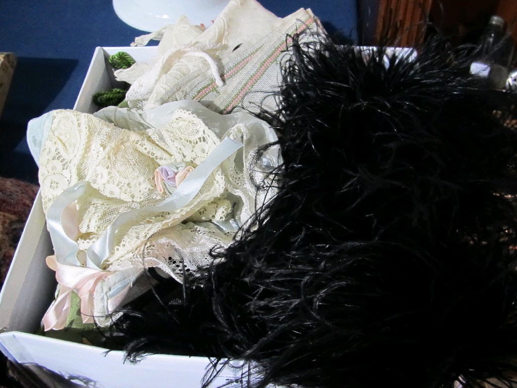 Appraisal: Lot comprising feather boa lace work etc