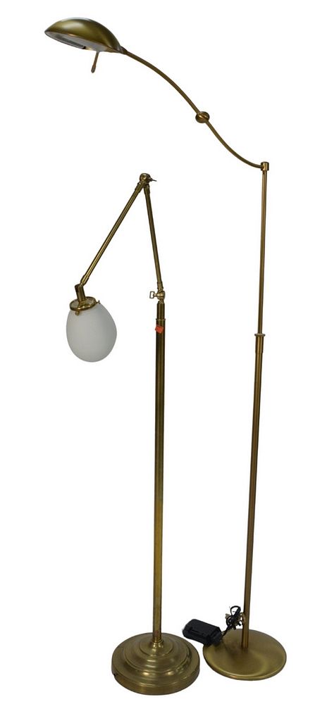 Appraisal: Pair of Adjustable Brass Floor Lamps Pair of Adjustable Brass