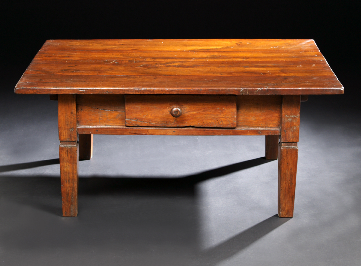 Appraisal: Provincial Oak Low Table the planked rectangular top above a