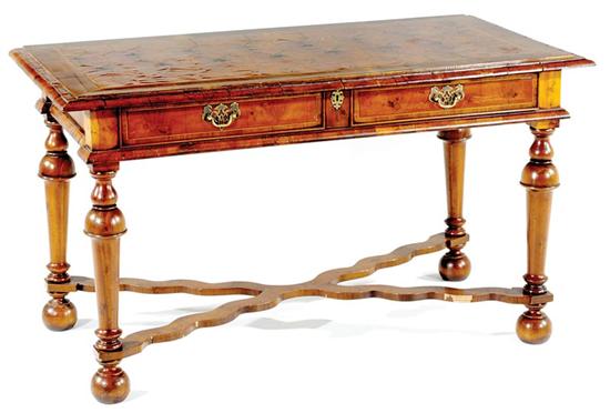 Appraisal: William and Mary style inlaid yew library table late th