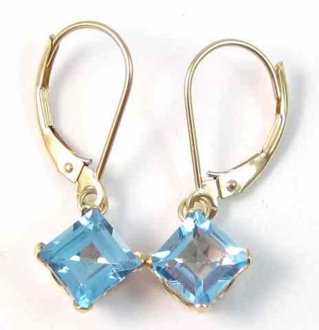 Appraisal: PAIR OF BLUE TOPAZ EARRINGS each k yellow gold set