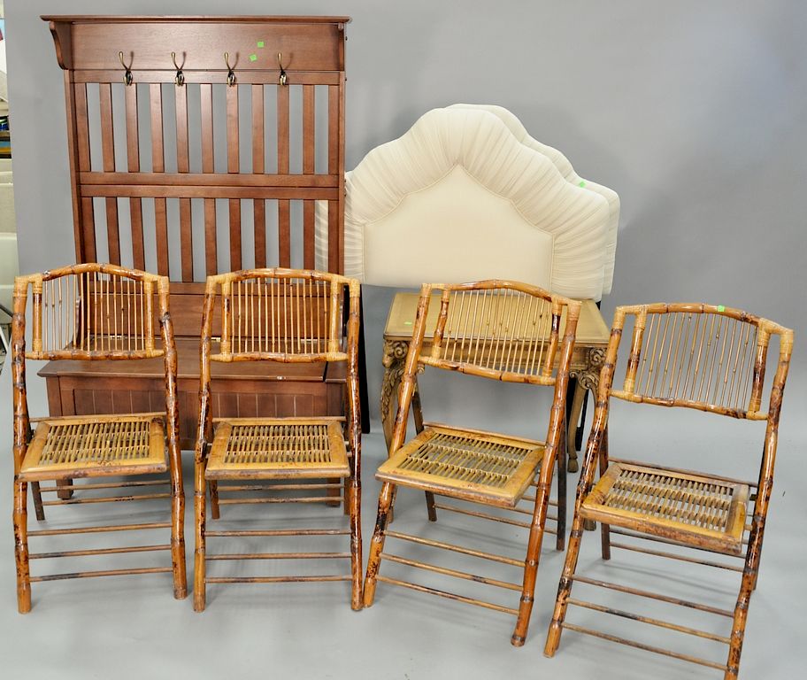 Appraisal: Large group of furniture to include four bamboo chairs corner