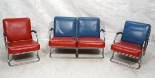 Appraisal: pc Chrome Lloyd Powell style Art Deco Seating L pc