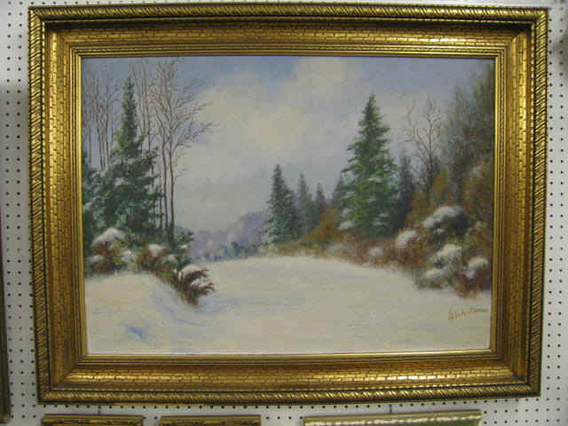 Appraisal: Louis A Gleitsman Oil on Canvas winter landscape x image