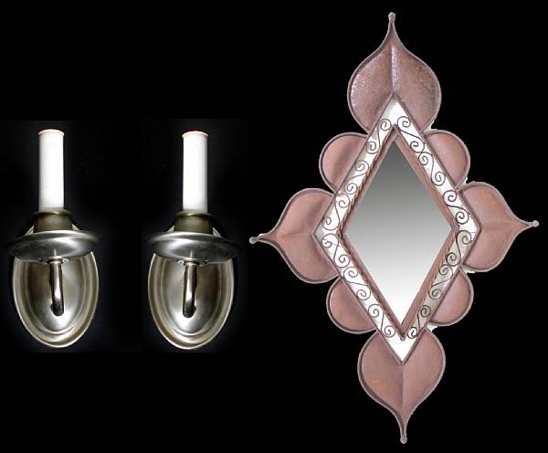 Appraisal: A set of three opaque glass wall lights together with