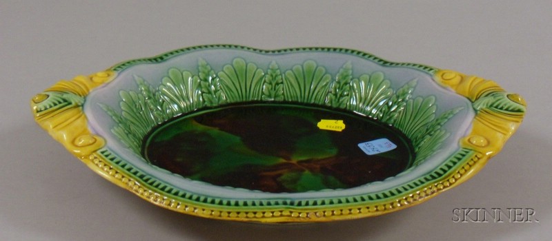 Appraisal: Oval Shaped Majolica Tray repairs lg in