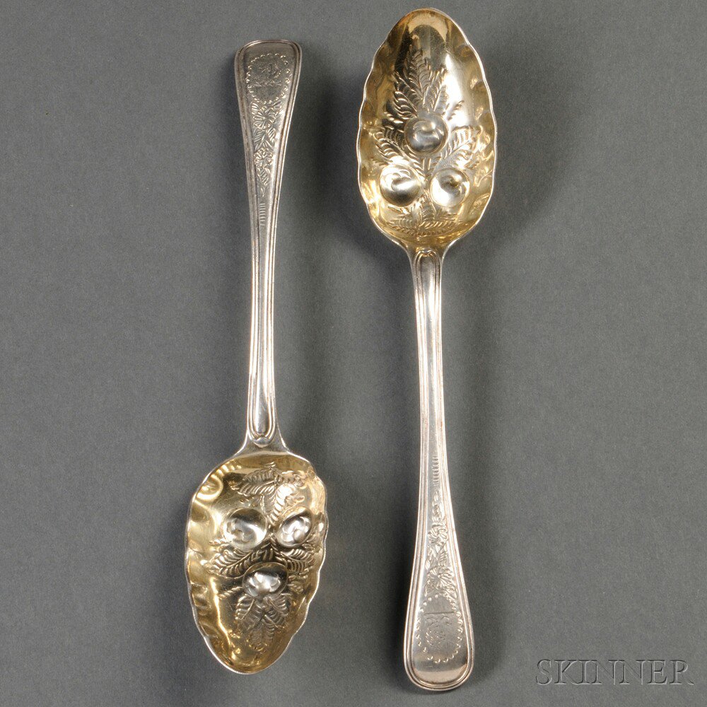 Appraisal: Two Victorian Sterling Silver Berry Spoons London - George William