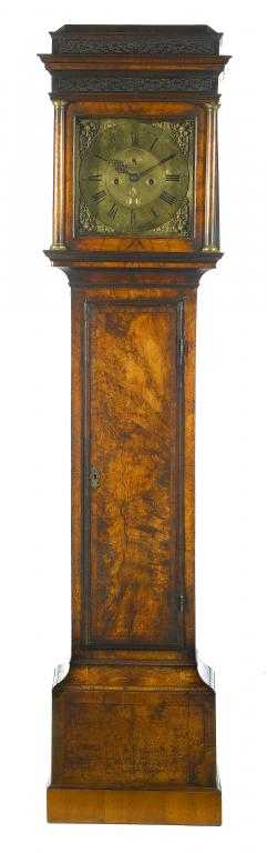 Appraisal: A GEORGE II WALNUT AND BURR WALNUT LONGCASE CLOCK the