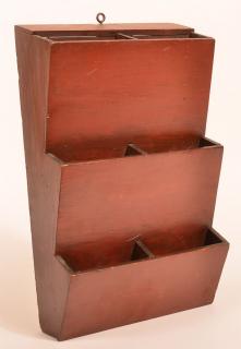 Appraisal: th Century Softwood Three Tier Wall Box Original red paint