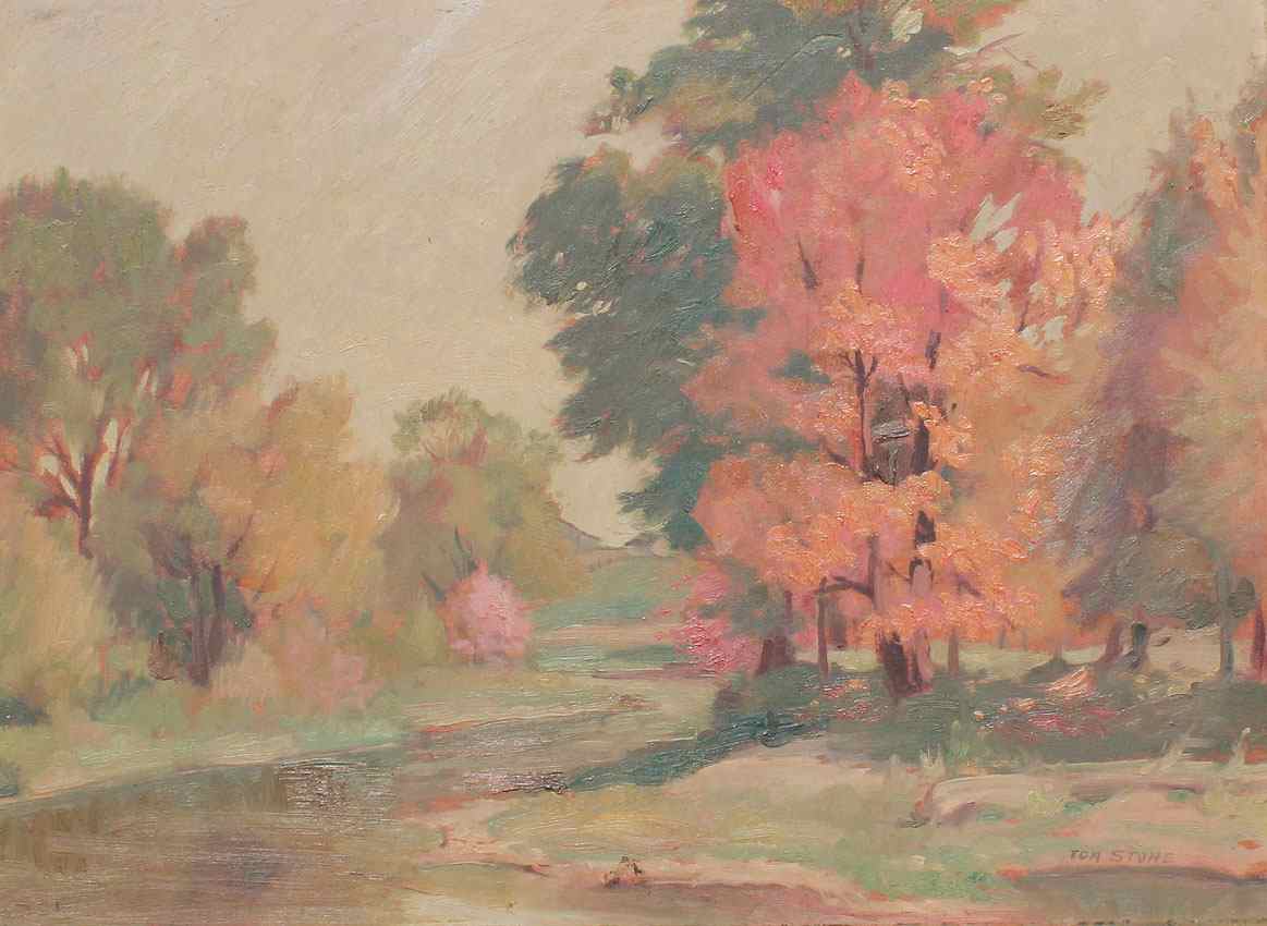 Appraisal: STONE Tom Canadian - Autumnal Stream Landscape Oil Board ''