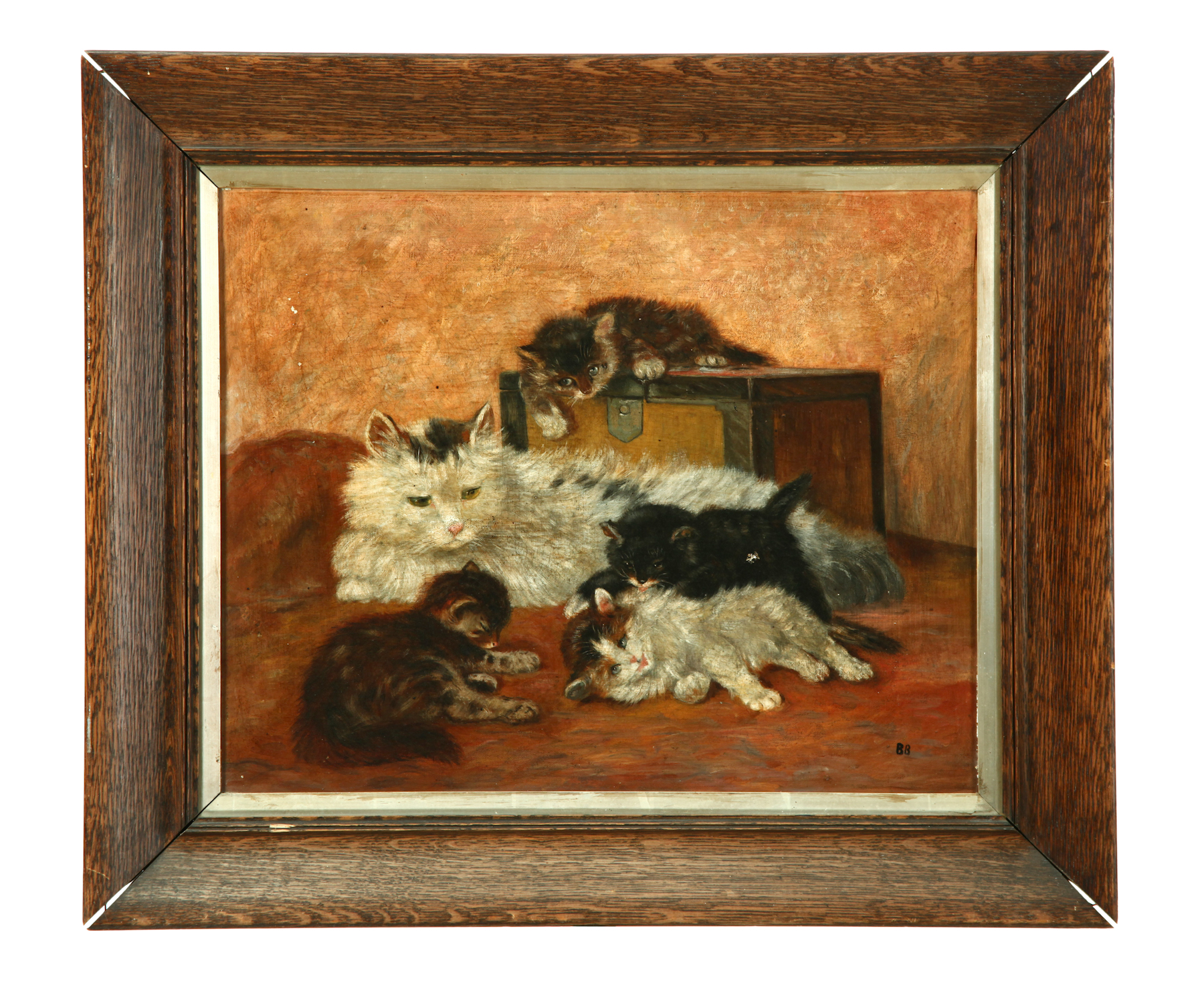 Appraisal: CAT AND KITTENS ENGLISH SCHOOL LATE TH CENTURY Oil on