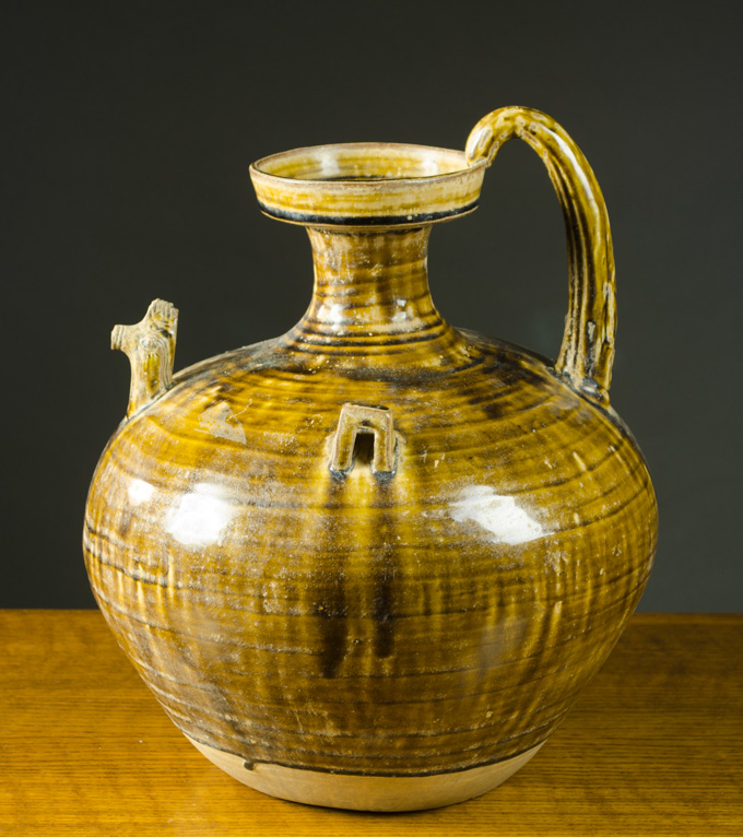 Appraisal: CHINESE YELLOW GLAZED POTTERY JUG having a bulbous body with