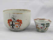 Appraisal: An antique Chinese ceramic bowl with hand painted armorials over