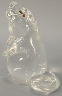 Appraisal: Large Steuben crystal glass beaver figurine signed Steuben ht Large