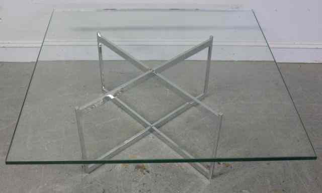 Appraisal: Mies Van Der Rhoe Chrome Glass MidcenturyCoffee Table From a