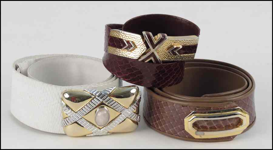 Appraisal: THREE JUDITH LEIBER BELTS Condition No Specific Condition Recorded -