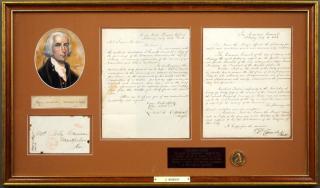 Appraisal: A James Madison - clipped Signature a letter addressed to