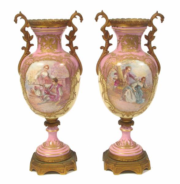 Appraisal: A pair of porcelain Sevres style vases signed Giles height