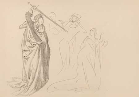 Appraisal: JOHN SINGER SARGENT American - Theatrical Study Pencil on cream