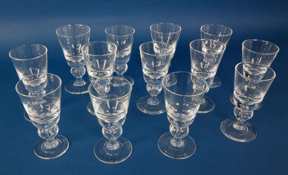 Appraisal: Set of Signed Steuben Clear Crystal White Wine Glasses Set