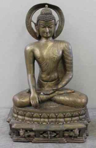 Appraisal: Gilt Metal Seated Buddha From a Manhattan NY estate Dimensions