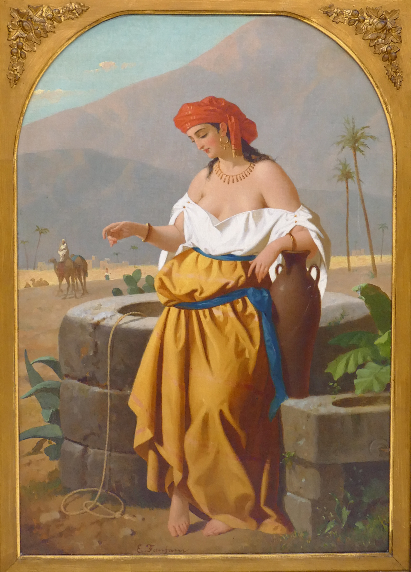 Appraisal: Enrico Fanfani - Italy 'Rebecca at the Well' Oil on