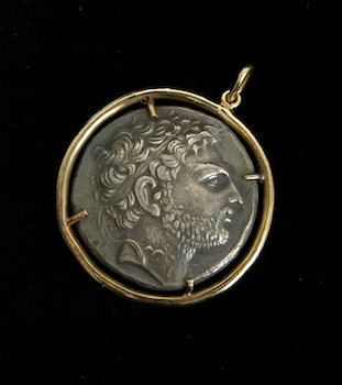 Appraisal: A Roman Tetradrachm Coin set into a K Gold Mount