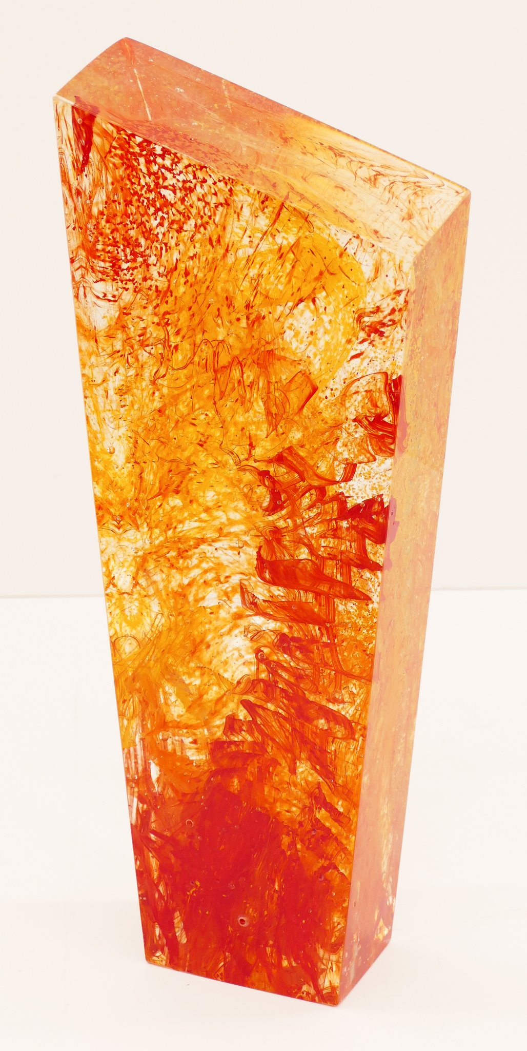 Appraisal: Henry Hillman Jr b American ''Fire Monolith'' Glass Sculpture ''x