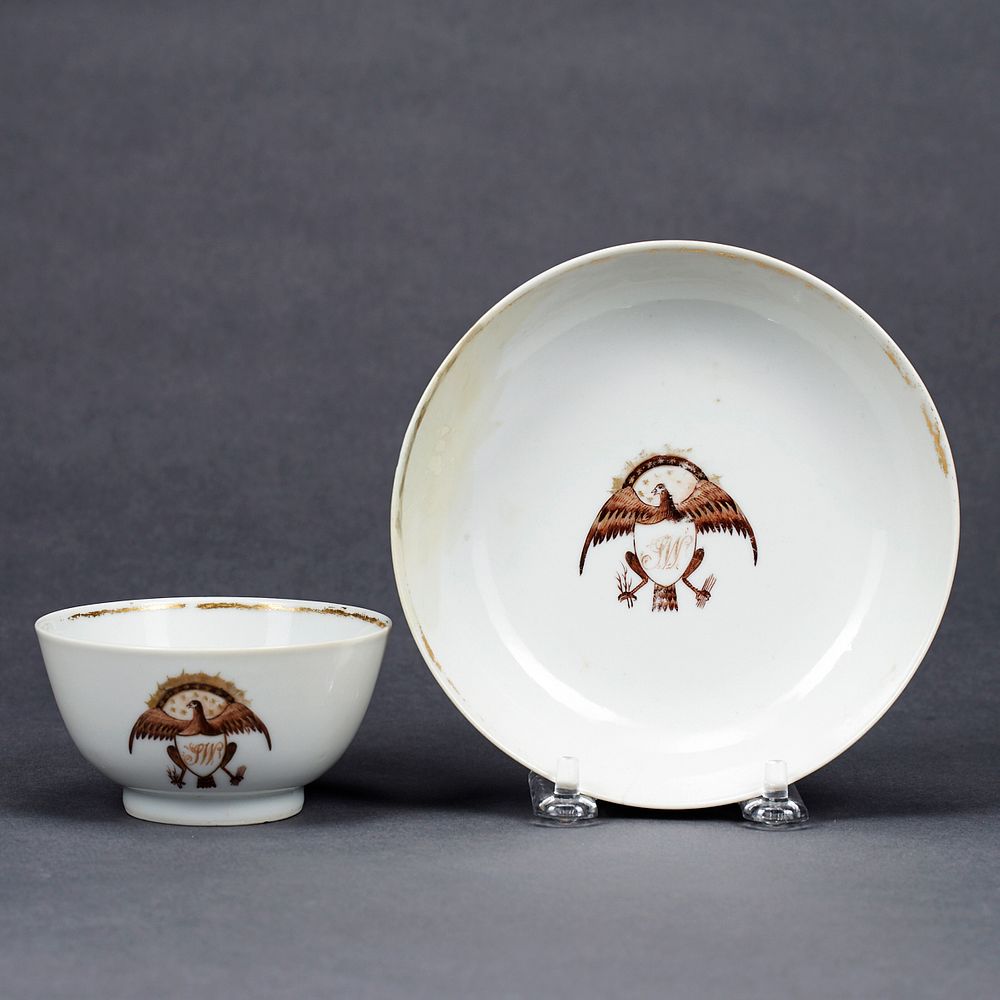 Appraisal: American Market Chinese Export Eagle-Decorated Tea Bowl Saucer American market