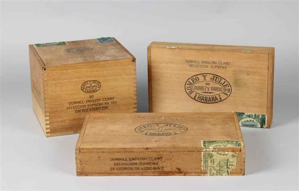 Appraisal: THREE CUBAN CIGAR BOXES RETAILED BY DUNHILL all stamped Dunhill