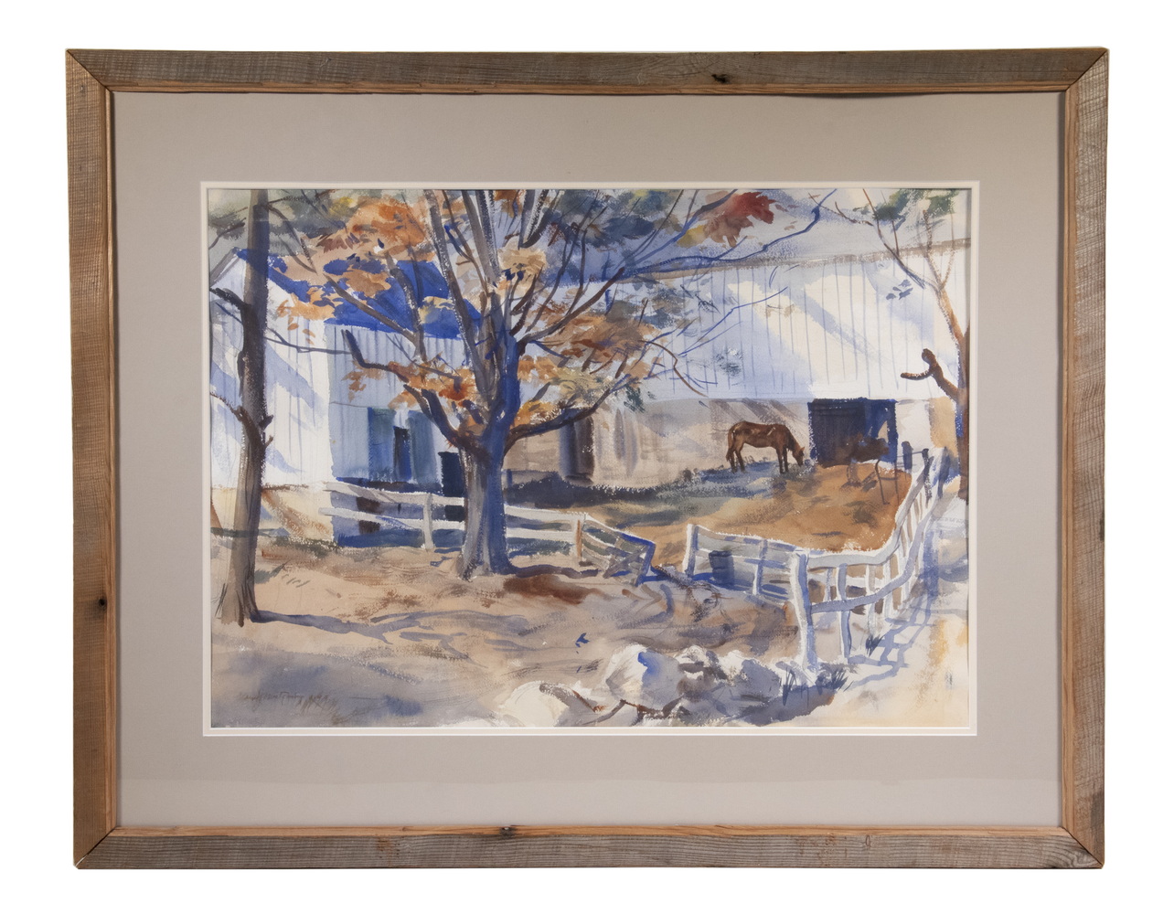 Appraisal: CLAUDE MONTGOMERY ME OK - Autumn Barn with Horse Paddock