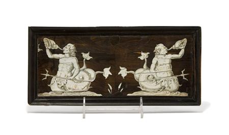 Appraisal: Italian Part Ebonized Ivory Inlaid Rosewood Panel Estimate -