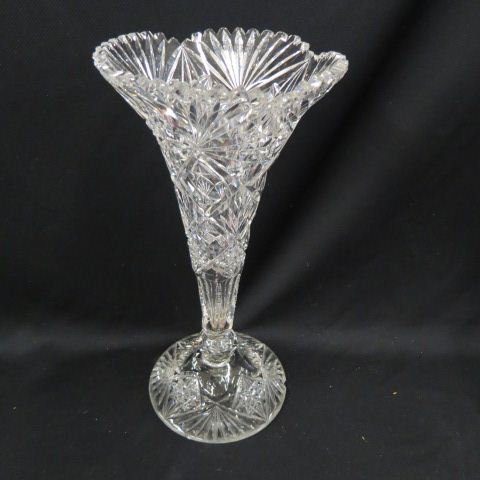 Appraisal: Cut Glass Vase trumpet shapewith fancy base brilliant period tall