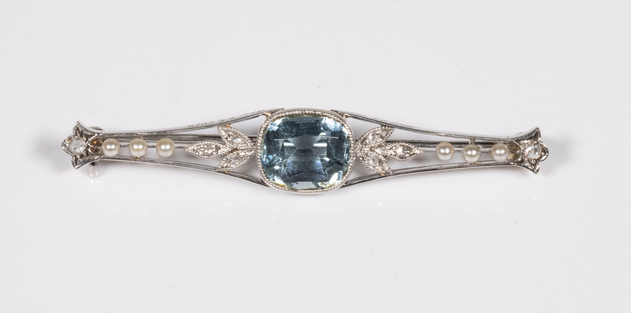 Appraisal: EDWARDIAN BAR PIN BY BLACK STARR FROST White Gold Aquamarine