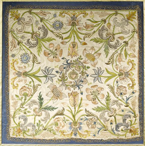 Appraisal: EMBROIDERY VELUM Swiss th th century embroidered silk x cm