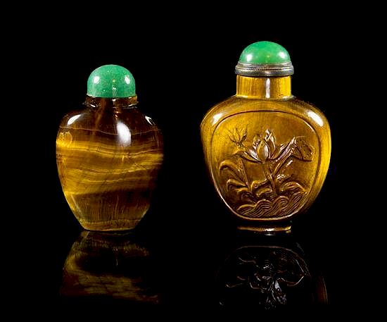 Appraisal: Two Agate Snuff Bottles Height of tallest inches Two Agate