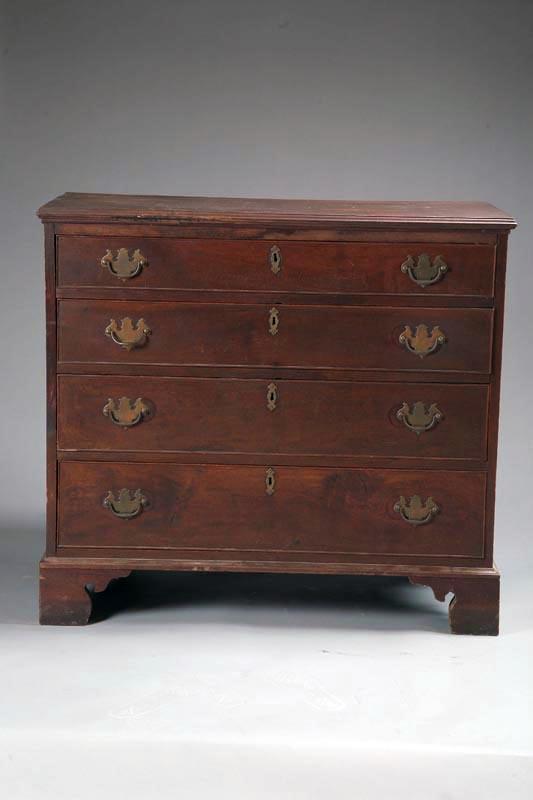 Appraisal: CHIPPENDALE CHEST OF DRAWERS American late th century walnut and