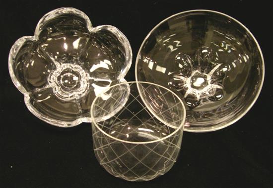 Appraisal: Tiffany Co retailed colorless glass bowl with cut diamond patterns