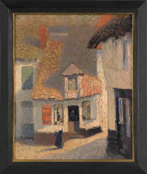 Appraisal: Two French oil on board impressionist cityscapes th c x