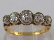 Appraisal: An carat gold five stone old brilliant cut diamond ring