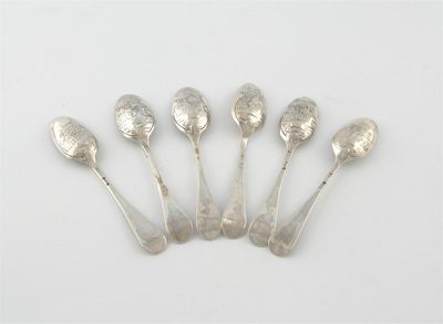 Appraisal: A matched set of six th century picture-back teaspoons by