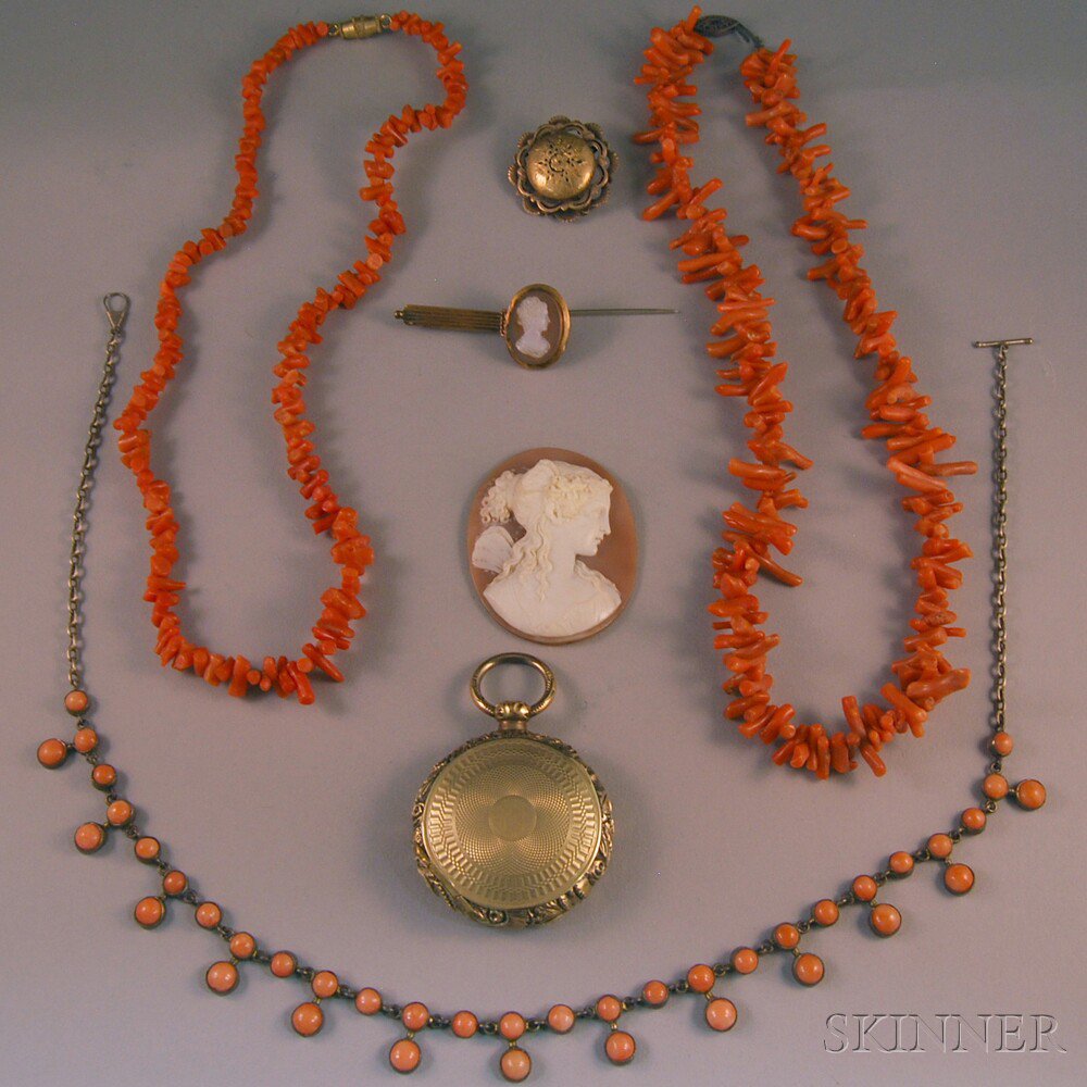 Appraisal: Small Group of Victorian and Coral Jewelry two branch coral