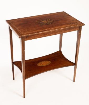 Appraisal: An Edwardian mahogany inlaid table with boxwood stringing on square