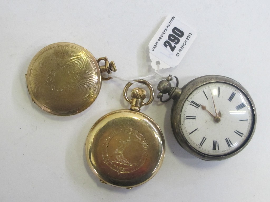 Appraisal: Lot comprising silver pair cased watch and two R G