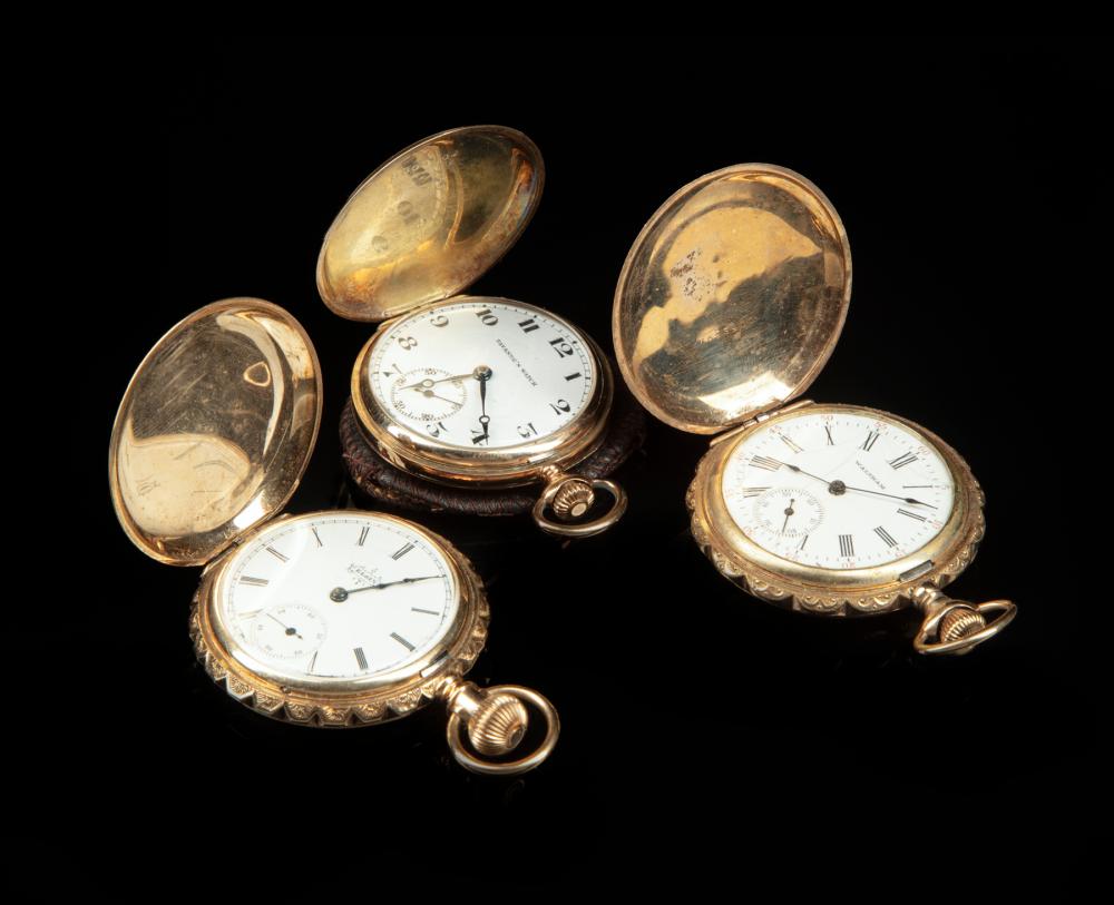 Appraisal: Three Gold Pocket Watches incl a Swiss kt gold hunter