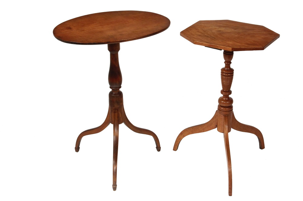 Appraisal: EARLY MAINE CANDLESTANDS - Both Country Hepplewhite in hardwood late