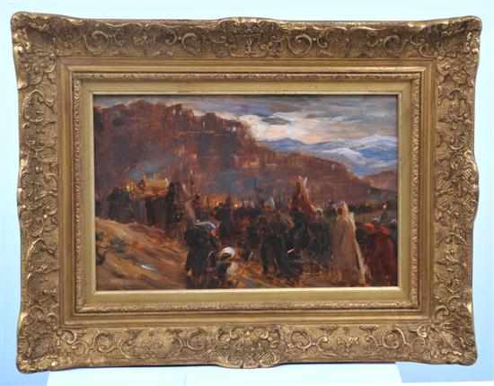 Appraisal: Ernest Bordes - The Procession oil on board signed lower