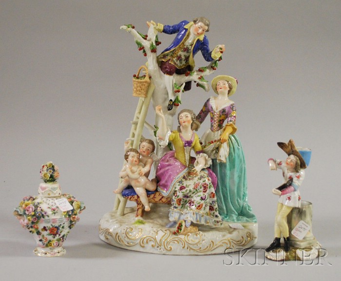 Appraisal: Three Austrian and German Hand-painted Porcelain Table Items an Austrian